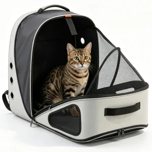 Expandable Breathable Pet Carrier Backpack for Dogs Cats Travel Bag with Mesh
