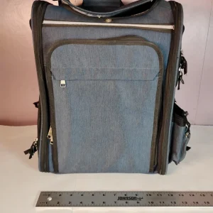 Expandable Pet Carrier Backpack Blue Soft Sided Cat Dog Travel Carrier w Mesh